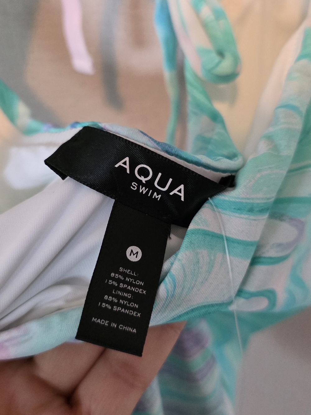Aqua Marble Cutout One-Piece Swimsuit in Aqua and White - Picture 5 of 6